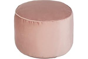 Loft 25 Premium Round Velvet BeanBag Footstool | Indoor Home Living Room Filled Pouffe Bean Bag | Ergonomic Design for Support | Durable & Comfortable (Blush Pink)