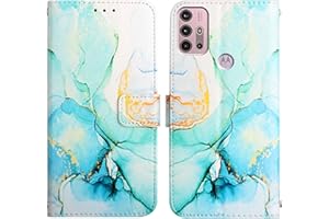 LEMAXELERS Custodia per Motorola Moto G30 Cover Portafoglio,Moto G30 Custodia Wallet Shock-Absorption Magnetica Supporto Protettiva Leather Flip Cover,YB2 Marble Green