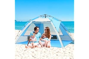 ZOMAKE Tente de Plage Automatique Anti UV 50+,Pliable Abris de Plage pour 2-4 Personnes,Les Parcs,Camping,Extérieure,Facile à Installer,avec Sac de Rangement(Blanc Argenté)