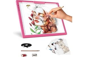 ELICE Tavolo luminoso ricaricabile A4 con clip, funzionamento a batteria, 6 livelli di luminosità, pannello luminoso ricaricabile per disegnare, pittura con diamanti, animazione