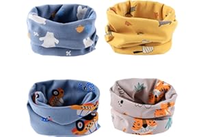 Connextion 4 Stück Kinder Schals Baby Jungen Mädchen Loop Schals Kinder Baby Winddicht Warmer Halstücher Multifunktionstuch Kinder Loop Schals Halstuch für Kinder Frühling, Herbst und Winter