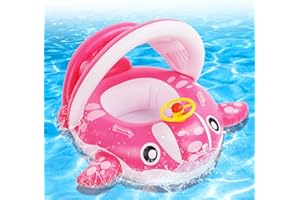 Peradix Bouée de natation pour bébé avec toit pare-soleil, bouée de natation pour les tout-petits de 9 à 36 mois
