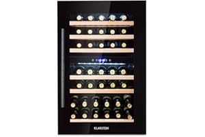 KLARSTEIN Cave a Vin Encastrable, Caves à Vin de 132L avec une Porte en Verre, Cave a Vins à Double Zone, Bar Intérieur/Extérieur, Frigo Vin, Cave a Vin de Vieillissement, Cave à Vin 35 Bouteilles