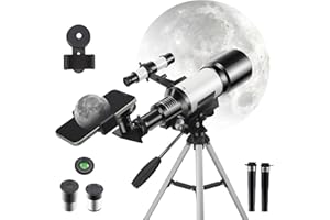 ESOLDNIC Telescope for Kids Adults Beginners, 150X Astronomical Refractor Telescope, 70mm Aperture Professional Astronomy HD Telescopes with Adjustable Tripod, Phone Adapter and Moon Filter for Stargazing Gift