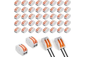 ATSGJLZN 60PCS Connecteur Electrique avec Levier de Commande, Connecteur Rapide 2 Entrées（Gris Orange）