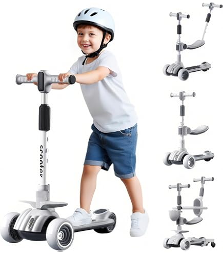 Globber - GO•UP Deluxe Lights ECO 360 - Trottinette évolutive 3 Roues Avec Siège Rotatif 360 Repose Pieds Led Et Materiaux Durables 15 Mois A 6 Ans Coconut Beige