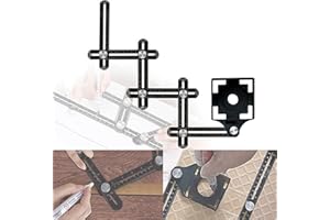 JIRENSH Multi Angle Measuring Ruler, Six-Sided Aluminum Alloy Template Tool,Aluminum alloy Multi Angle Ruler,With Ceramic Tile Locator Hole Drill Guide,for DIY Handymen Builders Carpenters Tilers