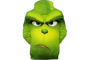 QWUVEDS Herren und Damen Weihnachten Christmas Hoodies Lustige kreative 3D Pullover Sweatshirt für Jungen Mädchen Langarm Hoodie Kordelzug Sweatshirt Grinch Pullover Decken Hoodie Grinch Kleidung
