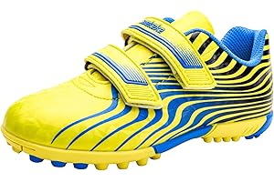 Saekeke Football Boots TF Boys & Girls Low-Top Lightweight Non-Slip Double Velcro Soccer Training Shoes for Unisex-Kids StreamⅠ
