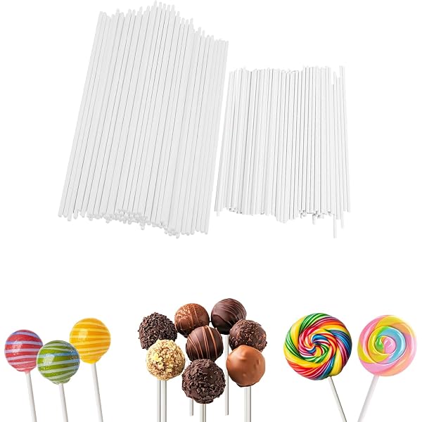 600 Stück Cake Pop Set – Inkl. Stiele, Tüten & Bänder Zum Selbermachen Von Lollipops & Süßigkeiten | 3 Größen (7,6/9,9/15,2 Cm) | Lebensmittelecht
