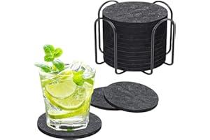 Juego de 14 Posavasos Originales y Absorbentes de Fieltro, Coasters para Proteger Mesas y Muebles, Ideal para Vasos, Tazas y Bebidas, FHISKUNYU