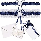 Gudotra 2pz Giarrettiera Sposa Blu Qualcosa di Blu per Sposa Regalo per Sposa Nuziale Matrimoni (Blu Scuro)