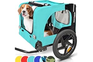 VENDOMNIA Hundeanhänger für Fahrrad, Fahrradanhänger für Hunde, inkl. Fahne und Gurt, klappbar und leicht im Kofferraum verstaubar, in den Farben: Rot, Sand, Minzgrün, Violettblau, Militärblau, Militärgrün