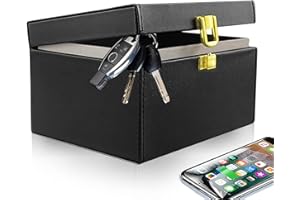 VALART Boîte Faraday pour Clés de Voiture Pochette Faraday Boîte Blocage de Signal Clé de Voiture Brouilleur de Signal pour Entrée Sans Clé Antivol & RFID Boîte à Clés Faraday(Serrure Unique - 9.5*16*12.3cm)