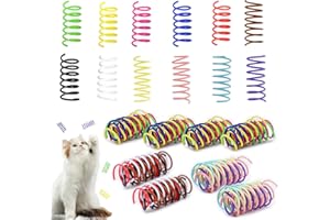 Andiker 32 szt. zabawka dla kotów, wiosna, kolorowe, wytrzymałe tworzywo sztuczne, spirala z elastycznością, interaktywna zabawka dla kotów do pomieszczeń (32 szt.)