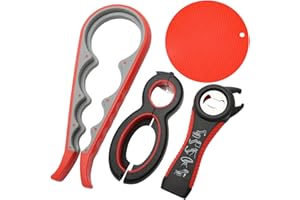 POXIAOER Tin Opener, 4 Pack Can Opener Effortless Arthritis Jar Opener Set Multi Function Ring Pull Can Opener Aid Manual Lid Bottle Openers for Arthritic Hands, The Elderly, Weak Hands