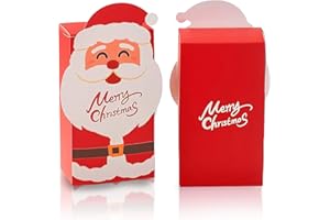 JOKEZEN 5 Pack Santa Claus Christmas Treat Boxes for filling – Red Merry Christmas (9.5×5×17.5cm) – Party Favour Boxes for Secret Santa, Sweets, Chocolates, Jewellery, Stocking Fillers & Festive Gifting