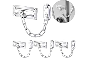 Hioph 4 Pieces Chain Door Guards with Lock Chain, Chain Door Locks Security Chain Guards with Screws for Inside Door and Extra Front Door Lock