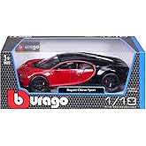 Bburago Bugatti Chiron Sport: Model araba, 1:18 &ouml;l&ccedil;eğinde, kapılar ve motor kaputu a&ccedil;ılabilir, d&ouml;nd&uuml;r&uuml;lebilir, 26 cm, siyah/k