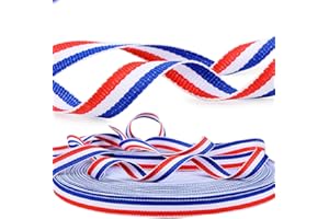 FLOFIA 50M Bobine de Ruban Tricolore 10mm Ruban Satin Bleu Blanc Rouge en Polyester Ruban Noeud en Couleurs du Drapeau Français Décoration DIY pour Emballage Bannière Artisanat Mariage Fête Nationale