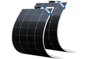 FIREFLY ENERGY 400W Pannello Solare Flessibile (confezione da 2 da 200 Watt), Pannello Solare Monocristallino, Moduli Solari Pannello Fotovoltaico, Off-Grid per Camper, Roulotte, Barche, Tetti