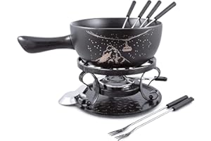 Swissmar Gruyere 9 Piece Ceramic Fondue Set, Black