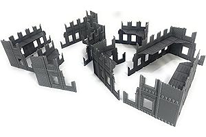 LM3D Scenografia – 8 Edifici in Rovine Ideale per Warhammer 40k, Kill Team e altri Wargames Sci-Fi – 4 modelli diversi – Stampato in 3D