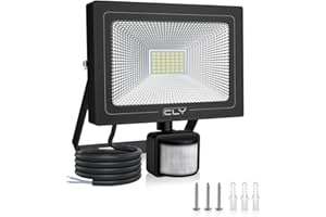 CLY Focos Led Exterior con Sensor Movimiento 35W, 3000LM Foco Proyector LED Exterior con Sensor Blanco Frío Focos LED Exterior 6500K Foco LED Exterior IP66 Impermeable para Gardín,Casa,Garaje,Terraza
