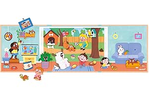 Janod - Magnetyczne historie ze zwierzętami domowymi - Magnetyczna gra edukacyjna 30 magnesów - Zabawka dla dzieci z kartonu FSC - Rozwija elegancką wyobraźnię i motorykę - Od 3 lat, J05457