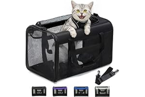 Conlun Transportin katt, bärare med fyra sidor mesh, transportin hund godkänd för små medelstora katter, valpar kattungar upp till 6 kg, vikbar kattväska M