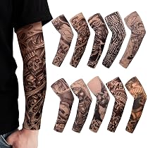 Boao 20 Künstliche Tattoo-Ärmel – Elastisch, UV-Schutz, Kühlend, Mehrfarbige Motive, Für Männer Und Frauen, Für Party, Sport Und Halloween
