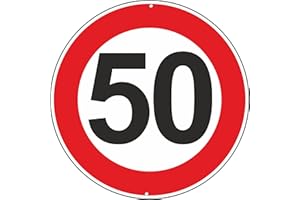 ‎PUBBLIMANIA Pubblimania Höchstgeschwindigkeit 50 km Öffnungszeiten Verkehrszeichen Schild aus Aluminium rund 3 mm dick für den Außenbereich Ø 30 (Höchstgeschwindigkeit 50 km Stunden)