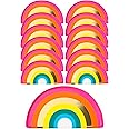 Rainbow Paper Plates for Birthday Party, Disposable Strong and Durable Dishes for Pride Celebration Colourful Tableware for Kids and Adults Pack of 12 (24cm), Rbplates