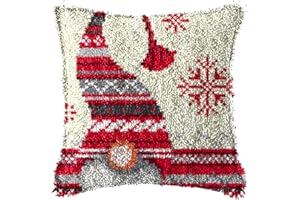 SKTWOE Cuscino A Crochet Kit Filati All'uncinetto Fai Da Te Kit Ricamo Fodera Per Cuscino Incompiuta Kit Per Cucire Federe Per Principianti Adulti Bambini Decorazioni Natalizie Per La Casa 43Cm X 43Cm