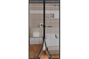 HALOVIE Mosquitera Puerta Magnetica Mosquito 110 * 220cm Cortina Mosquitera Magnética Protección de Insectos Mosca Anti-mosquito Cortina Magnética para Sala de Estar Balcón Patio Habitación, Negro