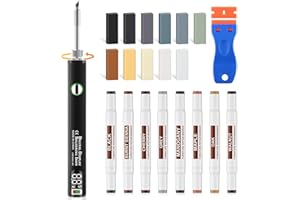 SZ-KARIDGE Set di riparazione per pavimenti in vinile, per parquet in laminato, grigio, mastice per legno, 11 blocchi di cera, 8 pennarelli a doppia punta, aggiornamento USB, penna riscaldante per mobili