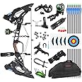 SHARROW Archery Compound Bow Kit Steel Ball Dual Purpose Compound Bow 21.5-60lbs, Compound Bow and Arrows Set with All Accessories