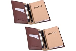 wisdompro 2 Piezas Cubierta Cuaderno de Cuero, para el Diario de Tamaño 9 X 14 cm, Portadocumentos de Viaje para Tarjeta de Crédito, Pasaporte, Bolígrafo (Marrón)