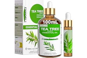 ENYORLI Tea Tree Essenziale Olio 100ml Naturale Tea Tree Olio per Pelle Viso Capelli Unghie, Aromaterapia, Diffusori, Fabbricazione di Candele, Massaggi, Cura della Casa, Sterilizzazione, Uso Esterno