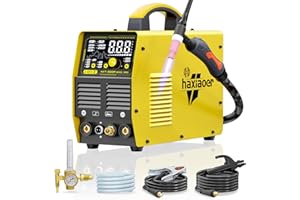 haxiaoer Aluminum TIG Welder AC/DC 240V with Pulse, [Large LED Display] 200A Digital Inverter AC Pulse TIG/AC TIG/DC Pulse TIG/HF TIG/ARC Welding Machine HXT200P AC DC Pro