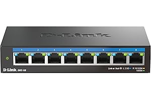 D-Link DMS-108 8-Port Multi-Gigabit Unmanaged Desktop Switch (8x 2.5G Ports, Fanless, Compact, Metal Housing, QoS, Plug and Play)