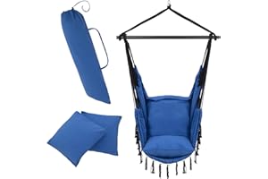 VITA5 Poltrona sospesa con 2 cuscini, portabicchieri e scomparto per libri, XXL, per adulti e bambini, portata fino a 225 kg, per interni ed esterni (Grigio)