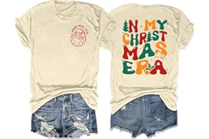 VVNTY Christmas T Shirts Women Xmas Snowflake Print Shirt in My Merry Era Graphic Short Sleeve Tees