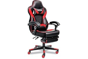 Fullwatt Racing Ergonomic Gaming Chair with Lumbar Pillow and Footrest, Swivel Height Adjustable Reclining PU Leather Big and Tall E-Sports Video Game Chair