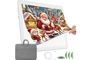 TOHETO Tavolo luminoso A3 con tasca per pittura con diamanti, scatola luminosa ricaricabile ultra luminosa per disegnare, pad luce LED ricaricabile per disegnare, piastra luminosa senza fili (bianco)