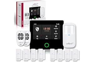 seQrell, Kit Alarma Casa con Aviso al Movil sin cuotas, Sistema de Alarma para Casa WiFi y 4G gsm con Pantalla 4.3” Táctil y Batería de 1500 mAh, Aplicación Tuya Smart Life, Alexa y Google, SQ4324G