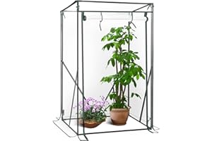 WOLTU Invernadero Verde de Jardín para Plantas, Invernadero de Tomates, con Tela Impermeable y Resistente a rasgaduras de PE con Puerta Enrollable, 100x50x150/136cm, Transparente