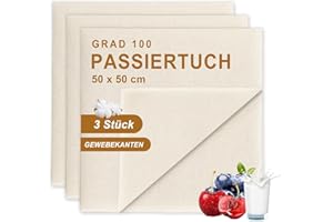 Quelcc 3 pcs Etamine Alimentaire, 50 x 50 cm Toile à Fromage Coton Respirable, Tissu Filtrant, lavables, réutilisables, pour tamiser le jus, le fromage, le lait de noix, la soupe, le yaourt, le tofu