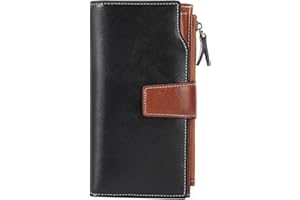 SENDEFN Ladies Purse,Large Capacity Genuine Leather Women's Wallet with Multiple Card Slots