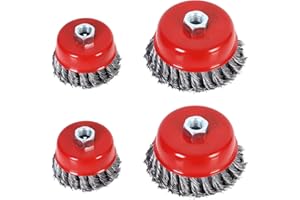 AICOIMY Cepillo de Alambre, 4 Piezas Cepillo Trenzados de Acero, Cepillo para Eliminación de óxido, Corrosión, Pintura para Madera y Meta(para M14, Diámetro de 75 mm y 100 mm)